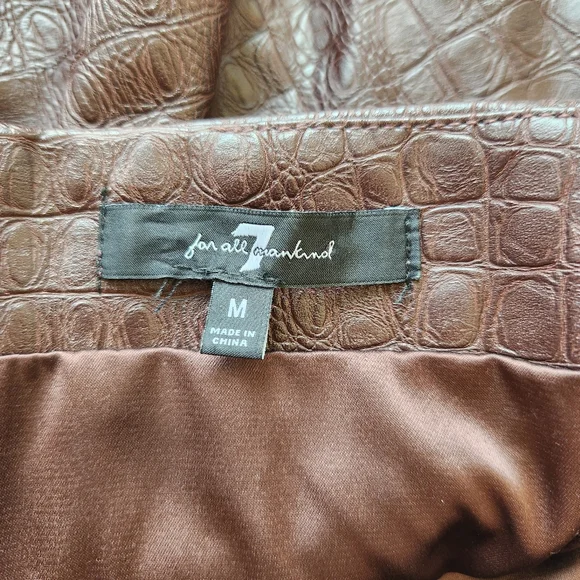 7 For All Mankind Strapless Dress Brown Faux Leather Snakeskin Print Sexy Medium - Picture 7 of 13